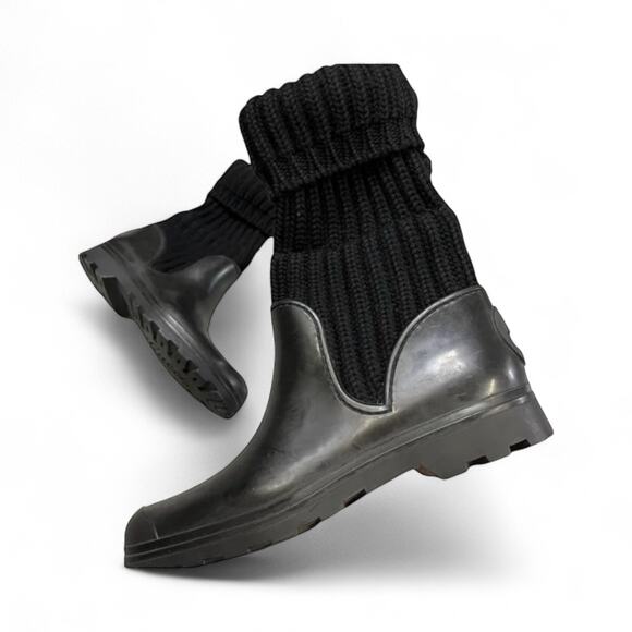 Gucci Aspen Lug Sole Wool Rubber Boots Black | Vintage 2000s - Picture 11 of 13